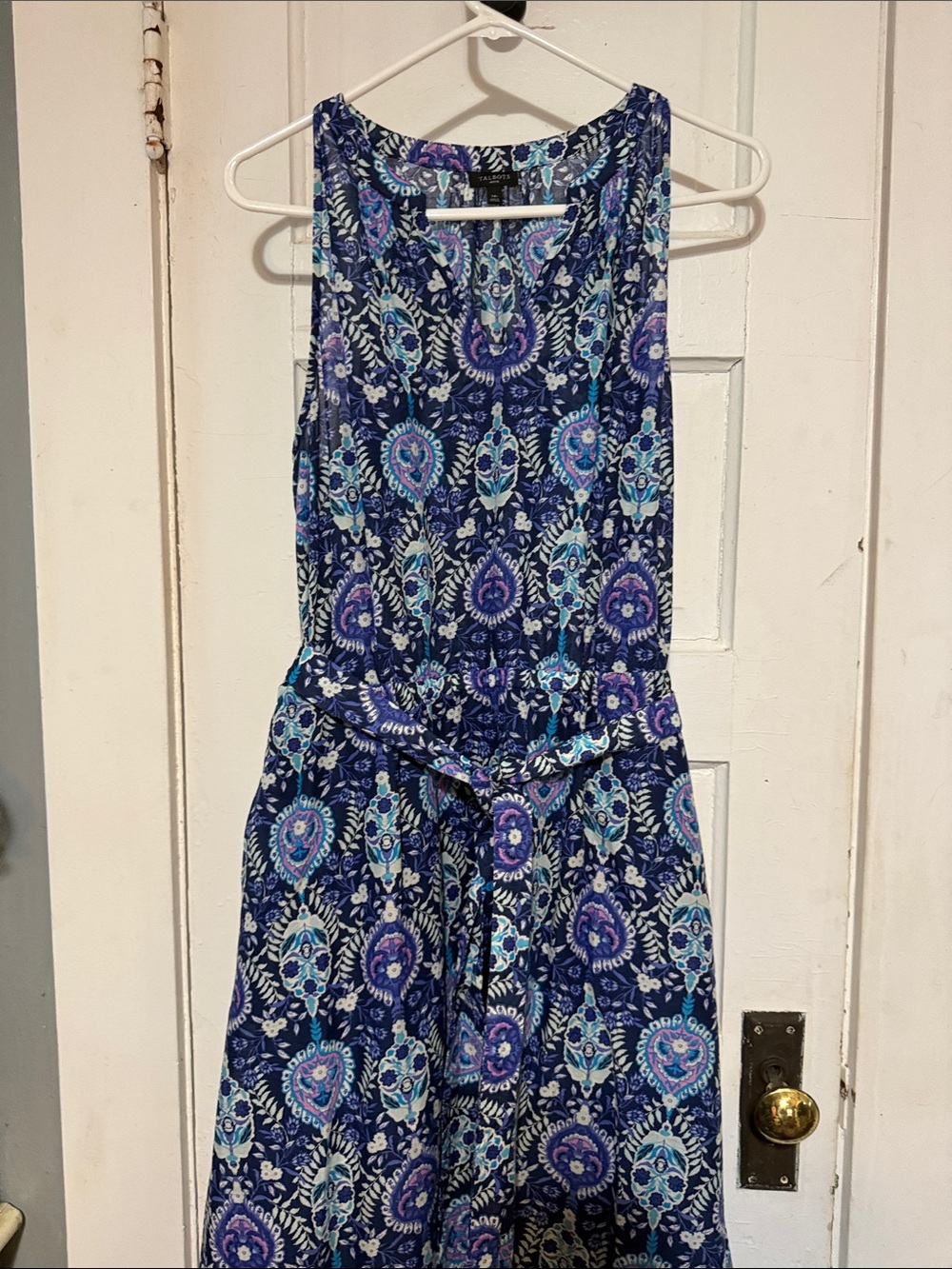 Talbots Navy Blue Floral Maxi Dress
